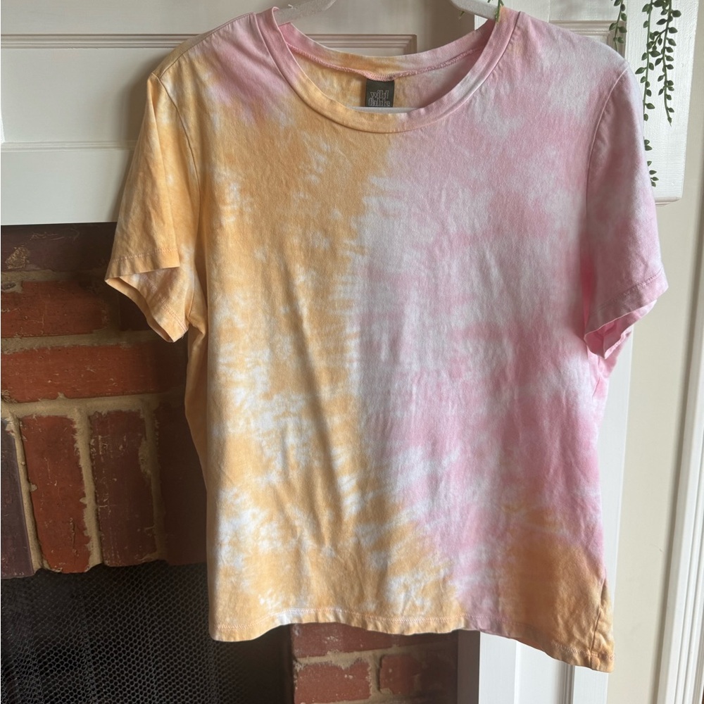 Wild Fable Pink and Yellow Tie-Dye Tee